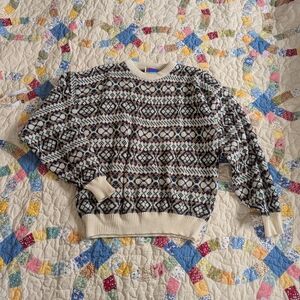 Men's Geometric Crewneck Sweater - Cream and Black